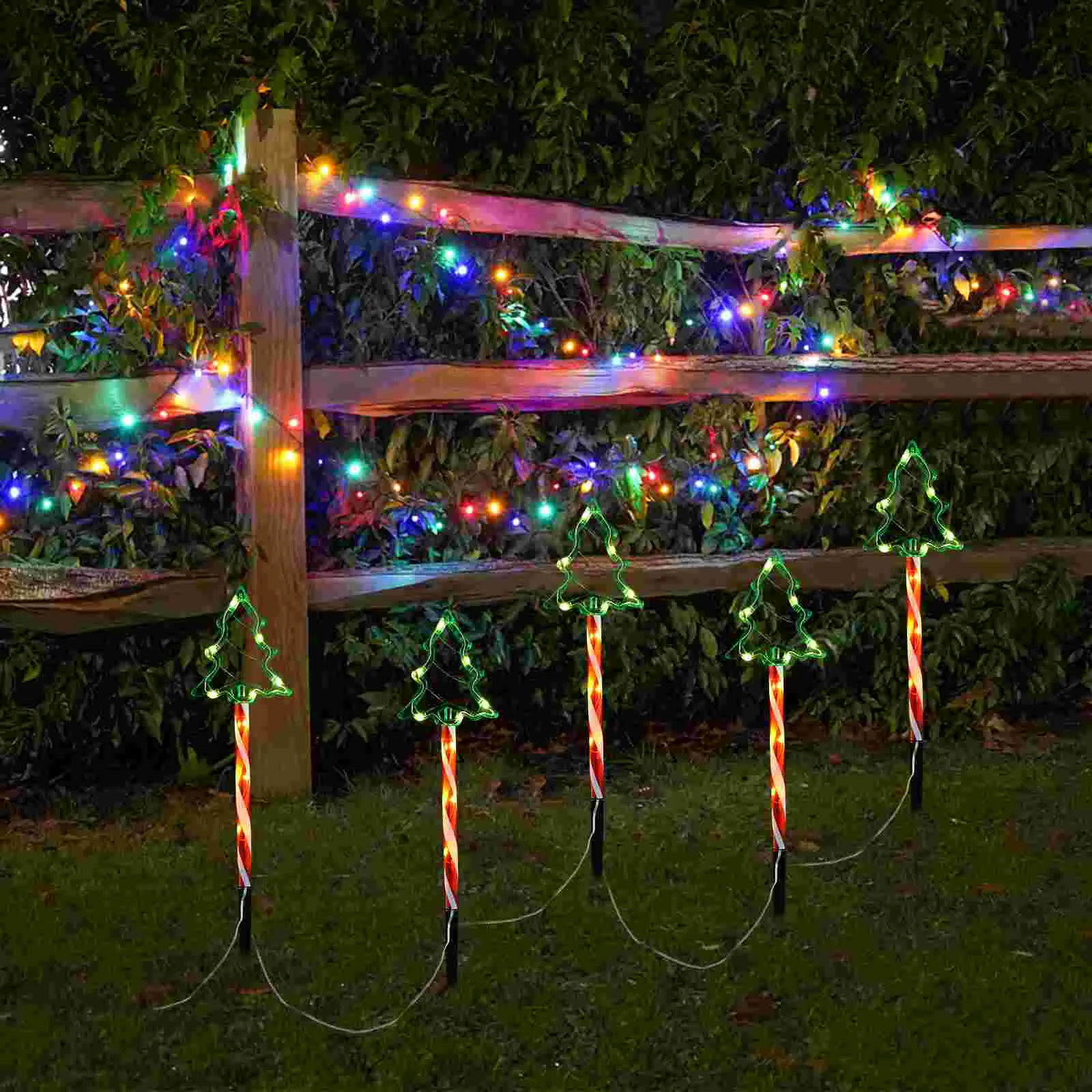 Lampada da terra natalizia Lampada da prato per esterni Decorazioni per ornamenti Luci da giardino con paletti Abs esterno