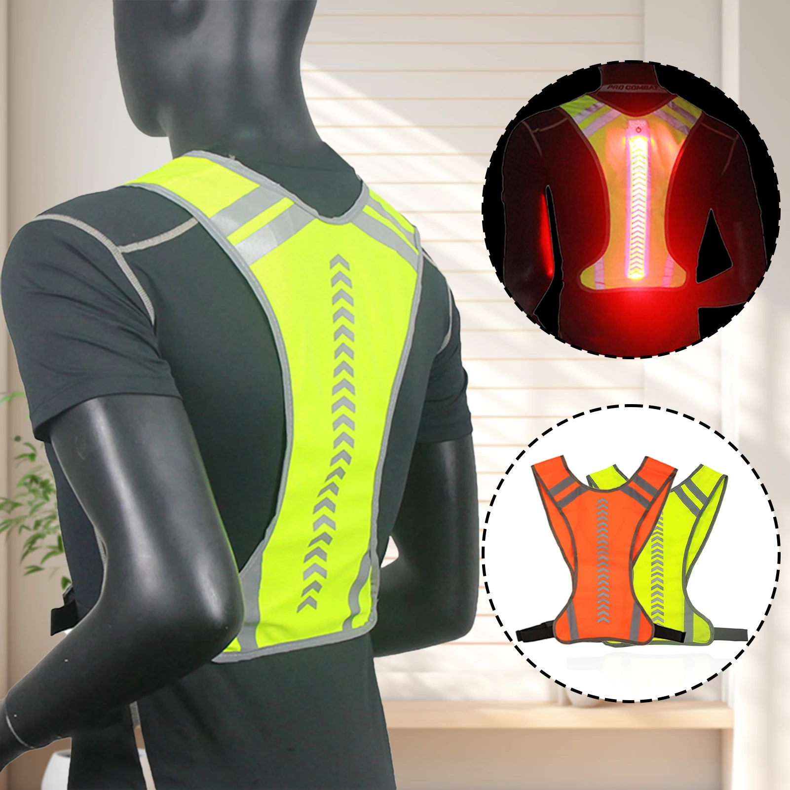 LED Lights Up Reflective Running Vest Thin Night Cycling Safety Vest High Visibility Battery Powered Reflective Vest For Outdoor