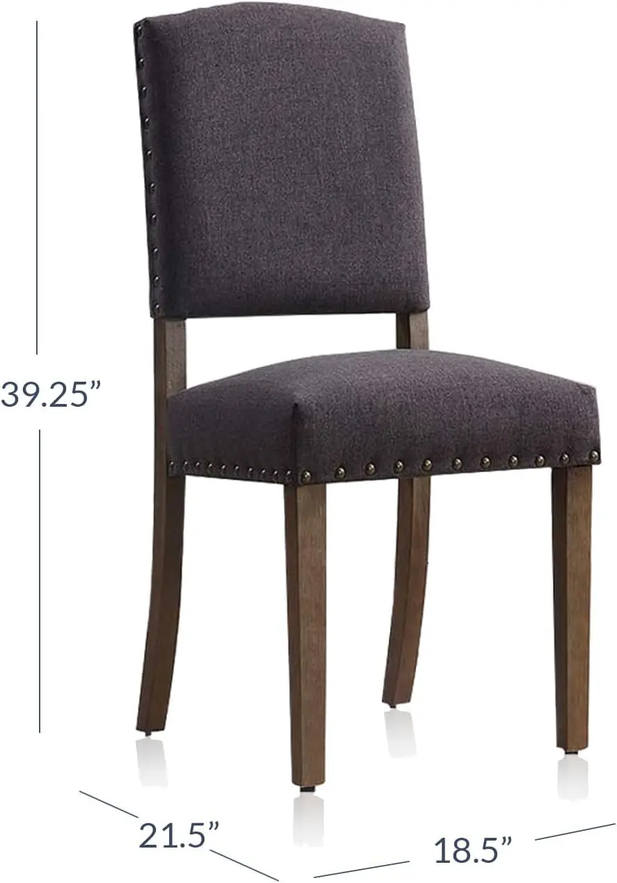 Dining Chairs, Set of 2 Kitchen Dining Room Chairs Upholstered Parson Chairs with High Back & Nailhead Trim,