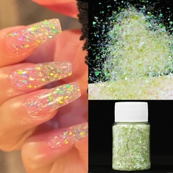 20ML Iridescent Nail Glitter Pink White AB Color Shiny Mermaid Sequins Irregular Flakes 3D Aurora Glitter Nail Art Decorations