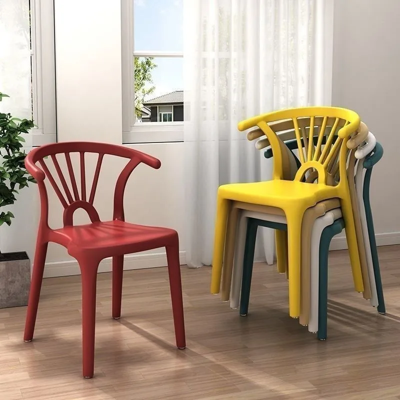 Nordic modern plastic chair household thickened back chair dining chair stool sturdy and durable adult extra thick dining table