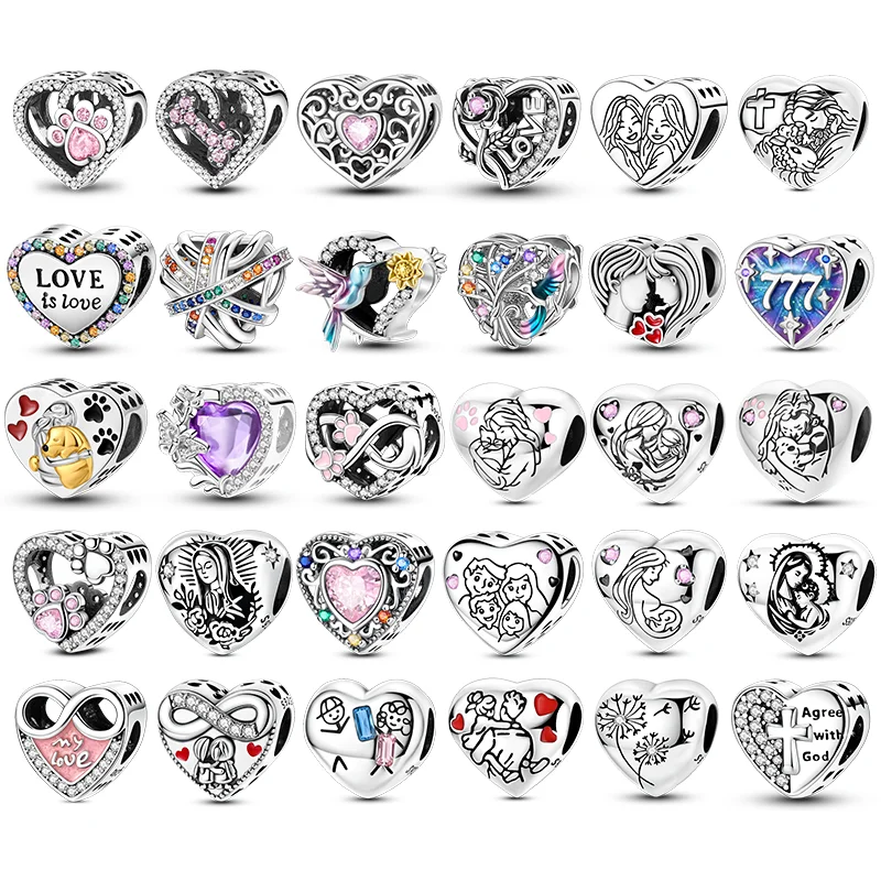 Offre Spéciale – Breloques en Argent Sterling 925, Série Amour Famille et Couple, Perles Pendantes Compatibles Bracelet Original, Bijoux Femme, Cadeau DIY