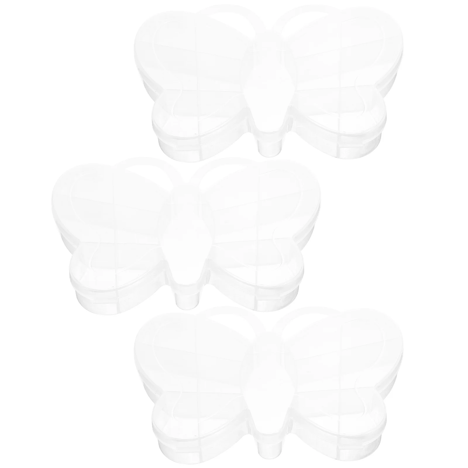 

3 Pcs Butterfly Shaped Storage Boxes Transparent Beads Jewelry Organizer Case Craft Supplies Container Small Parts Holder Desk