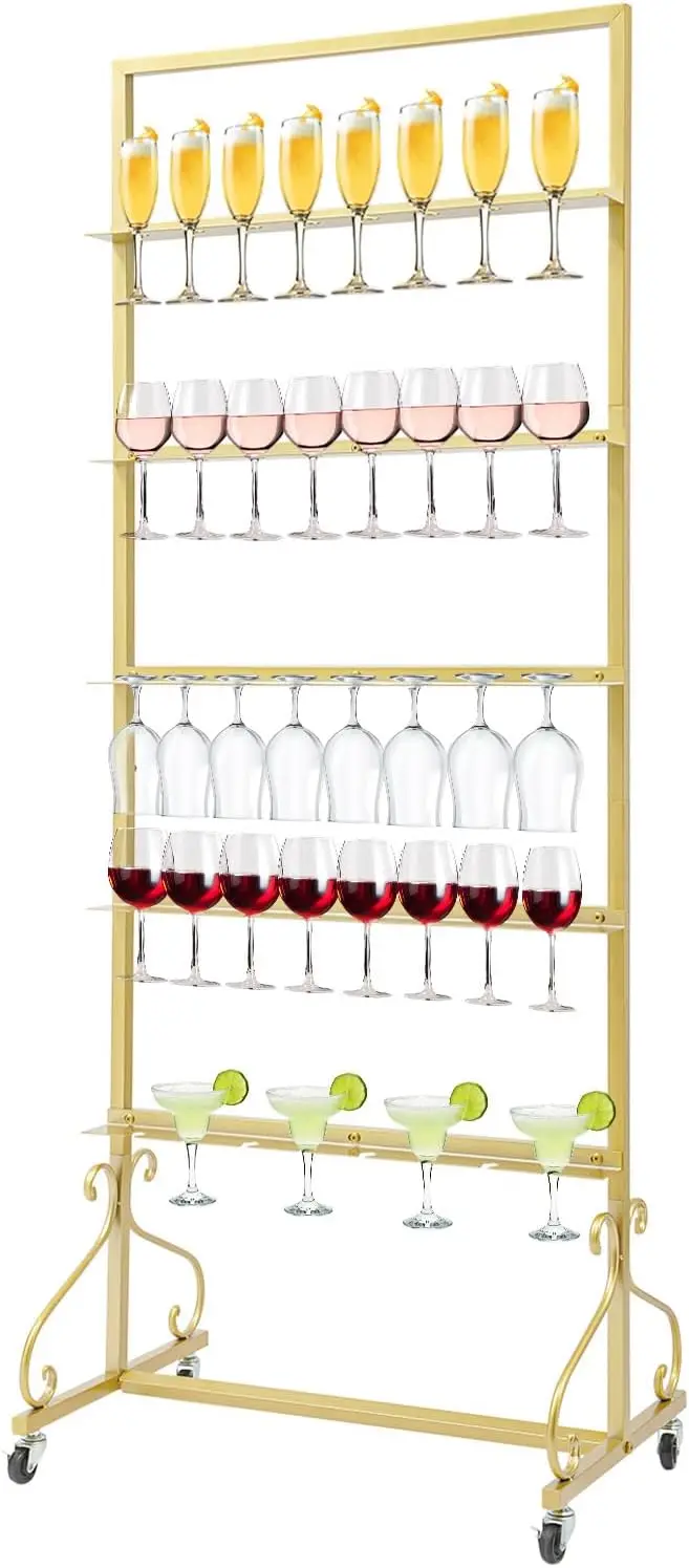 Champagne Display Stand 5 Tier Metal Champagne Wall Holder 40 Slots 26 165 66 Inch Champagne Wall Stand Wheels Weddings Party Ou
