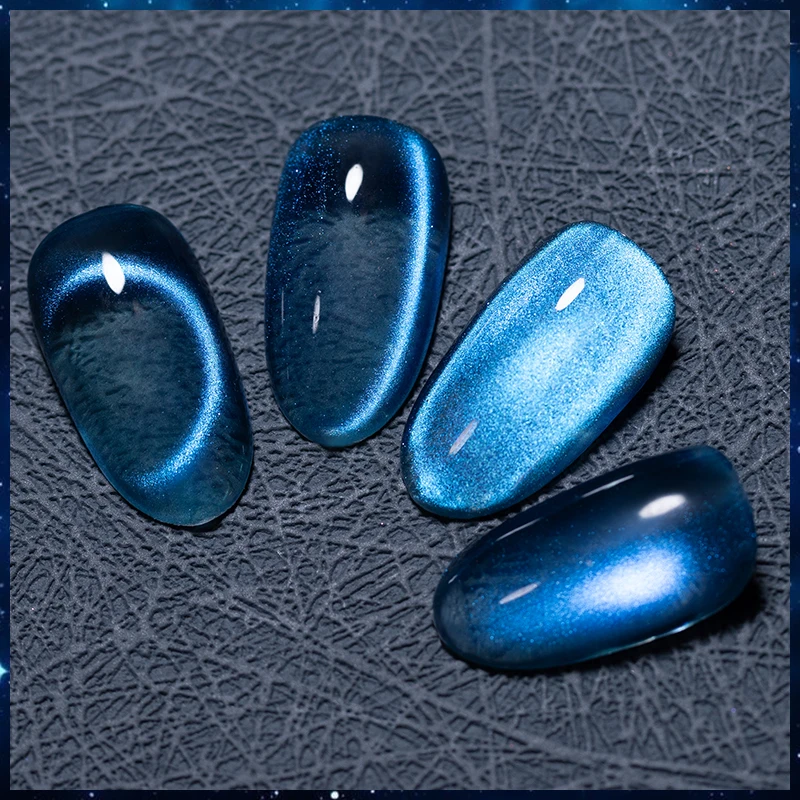 PUENTE 7.5ML Ocean Blue Cat Eye Gel Nail Polish With Magnet, High Glossy,Vibrant Blue Magnetic Cat Eye Nail Gel, Long-Lasting, Easy Application, Soak Off UV/LED Lamp Curable Semi-Permanent Varnish for Home & Salon Manicure gallery 5