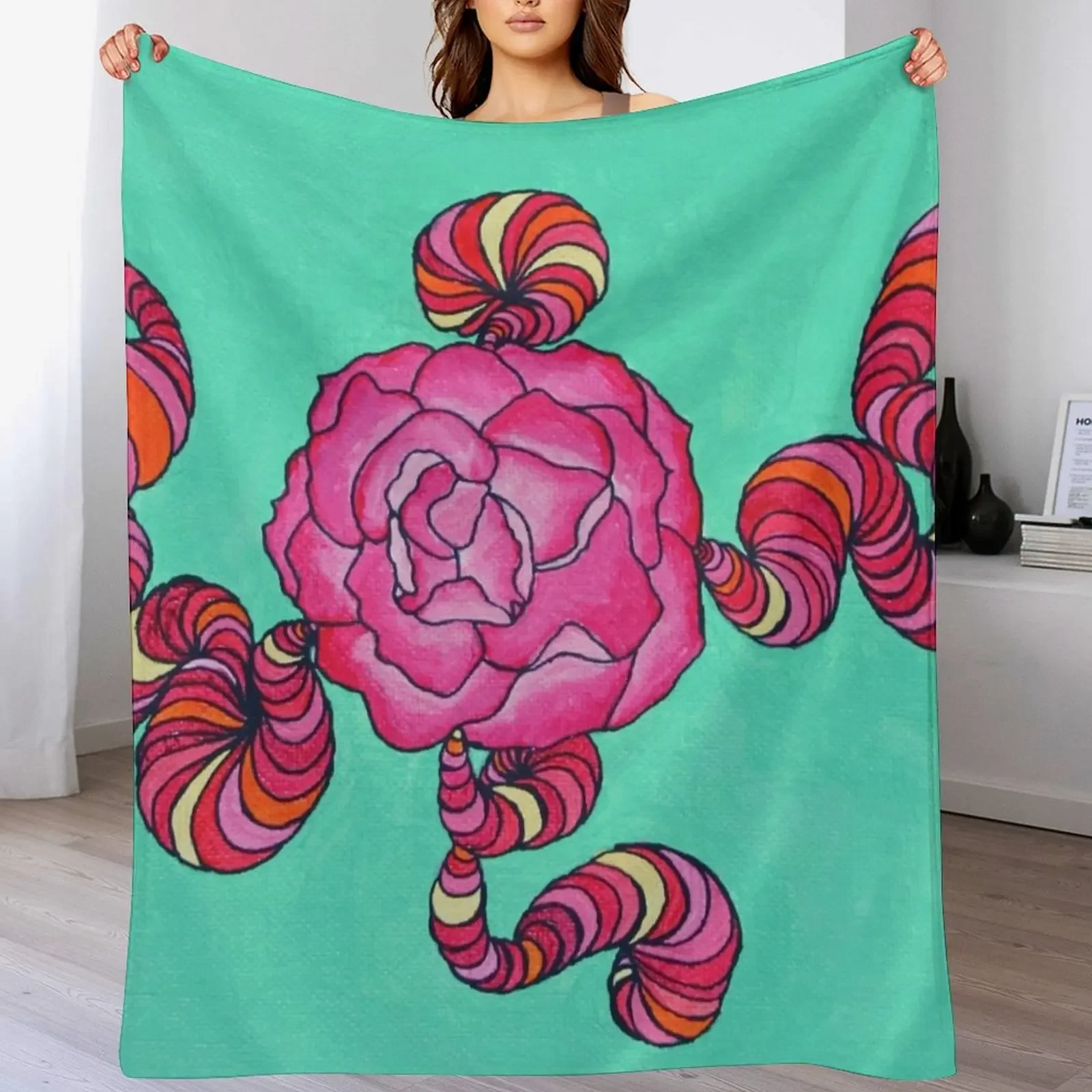 New peony swirl Throw Blanket Cozy Microfiber Throw Blanket for Home Bedroom