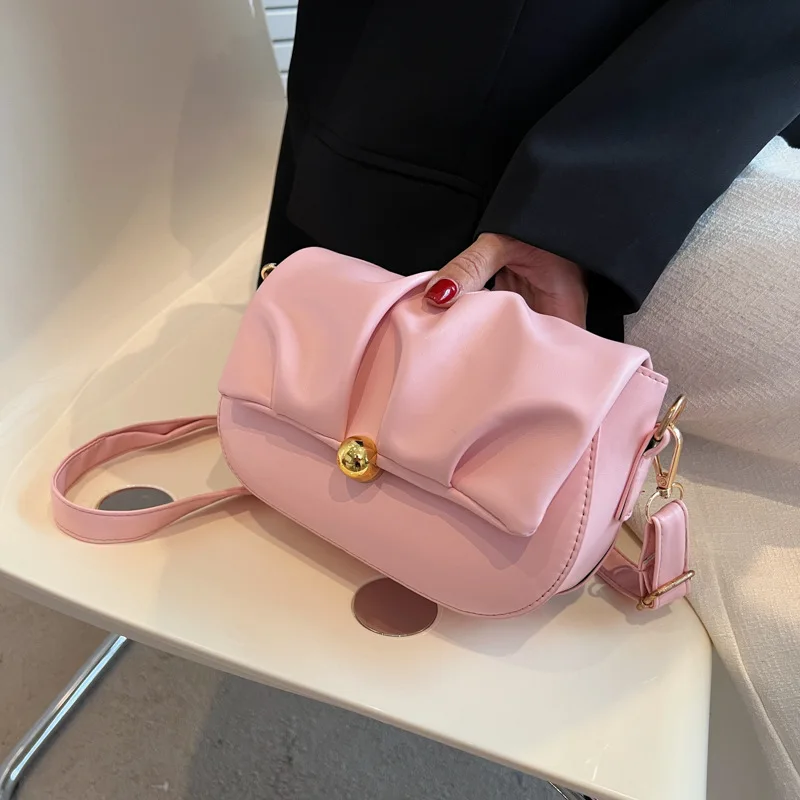 Women’s Bags Trend Handbags Purple Simple Folds Design Luxury Messenger Bag Female Small Bags Crossbody Bags for Women 2022 New