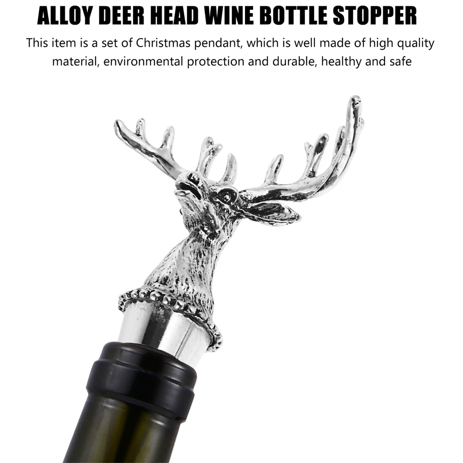Deer Head Bottle Stopper Christmas Beverage Alloy Vintage