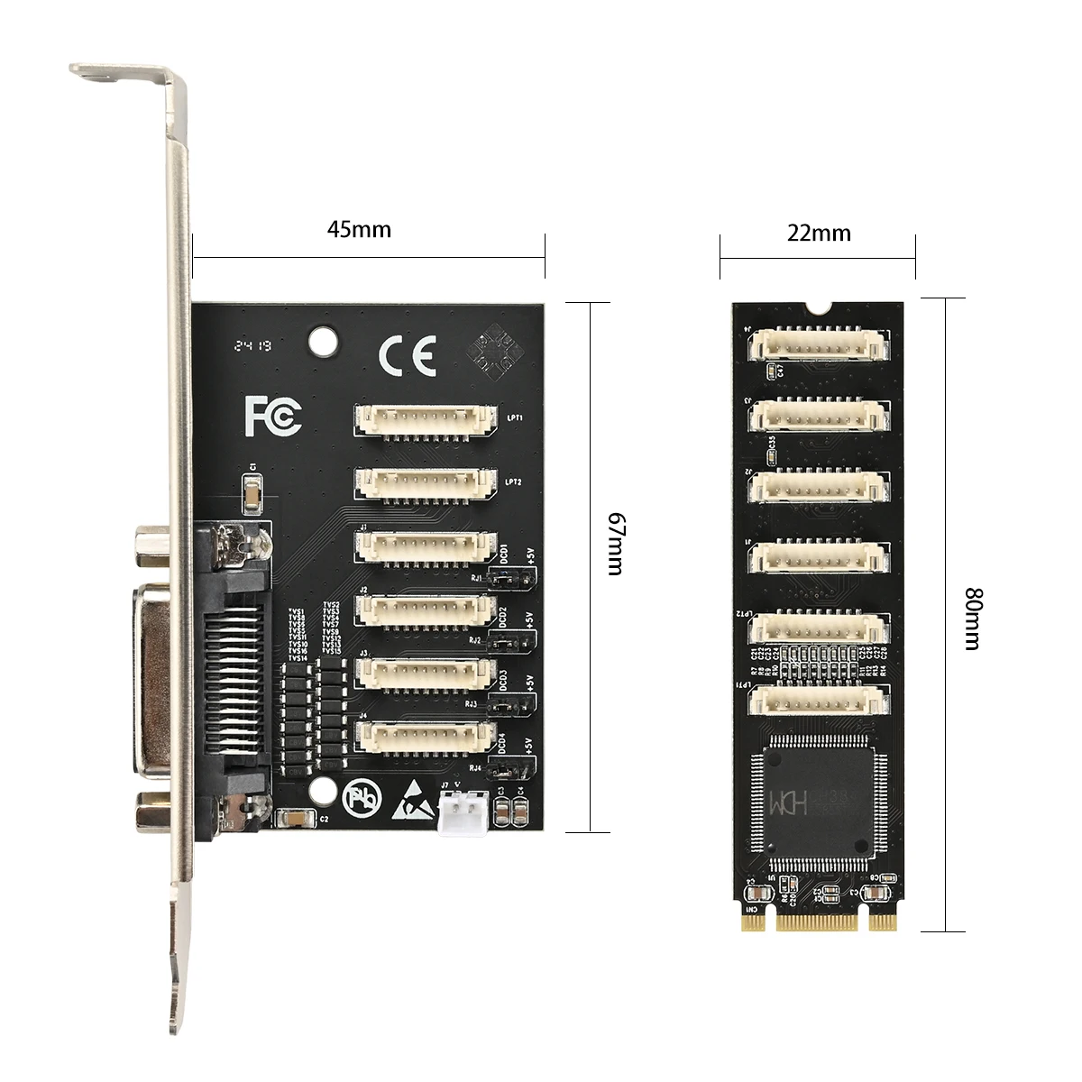 Imagem -02 - Iocrest-cartão de Expansão Multi Impressora Paralela M.2 a Rs232 Porta Serial Db9 Db25 Lpt1 Chave b Ngff 2280 mm Wch384