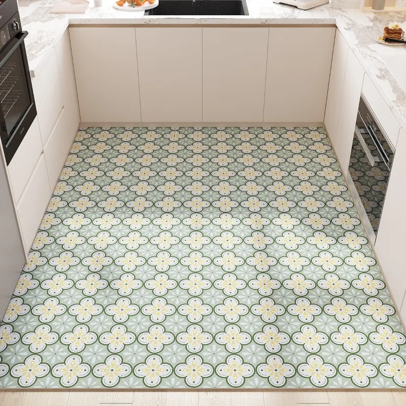 PVC Mats Kitchen Floor Mat Geometric Print Waterproof Non-slip Rug Leather Soft Wear-resistant Carpet Home Decor 러그 שטיח מַרבַד