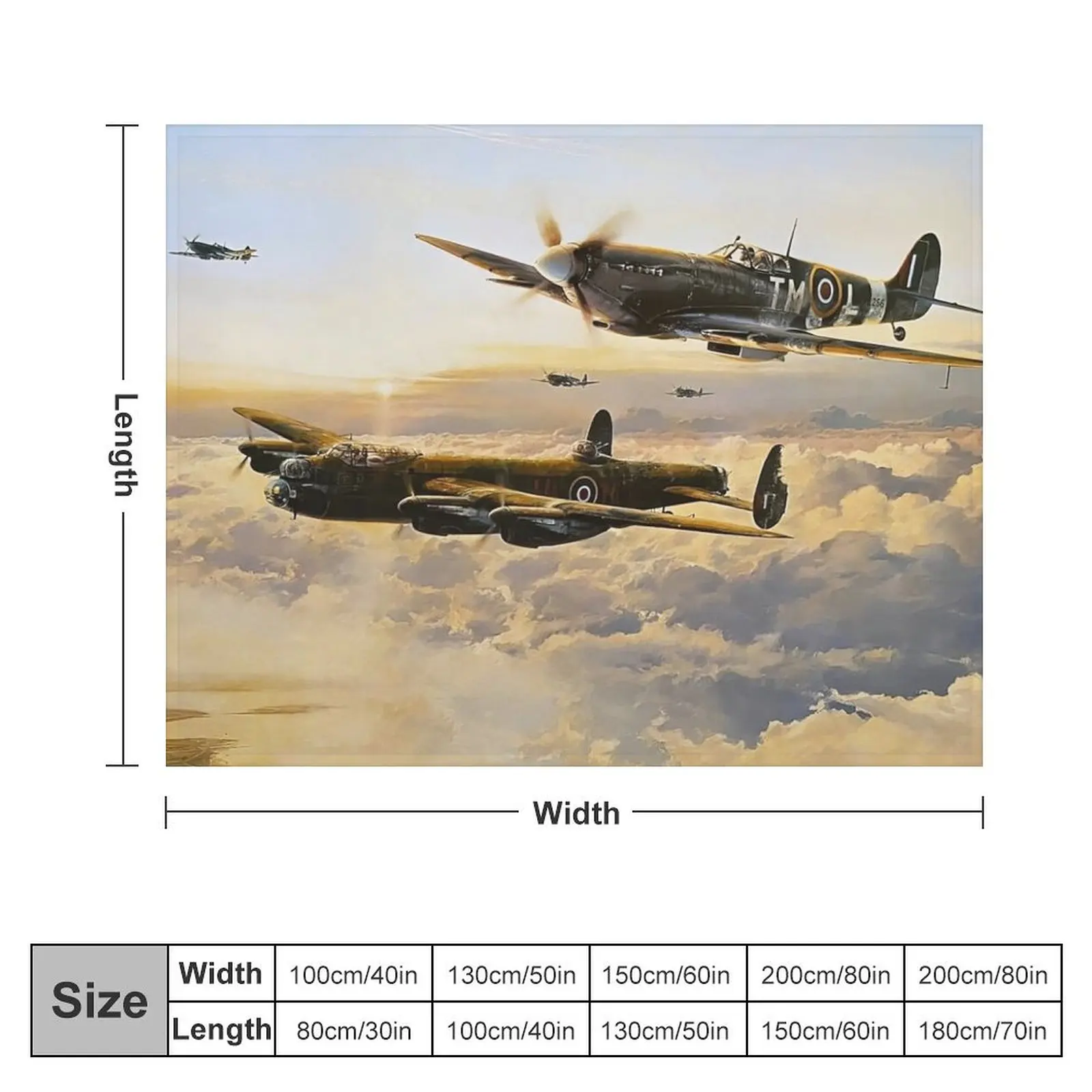 Spitfire Lancaster Escort Throw Blanket Extra Large Throw blankets and throws Personalized Gift Kid'S Blankets