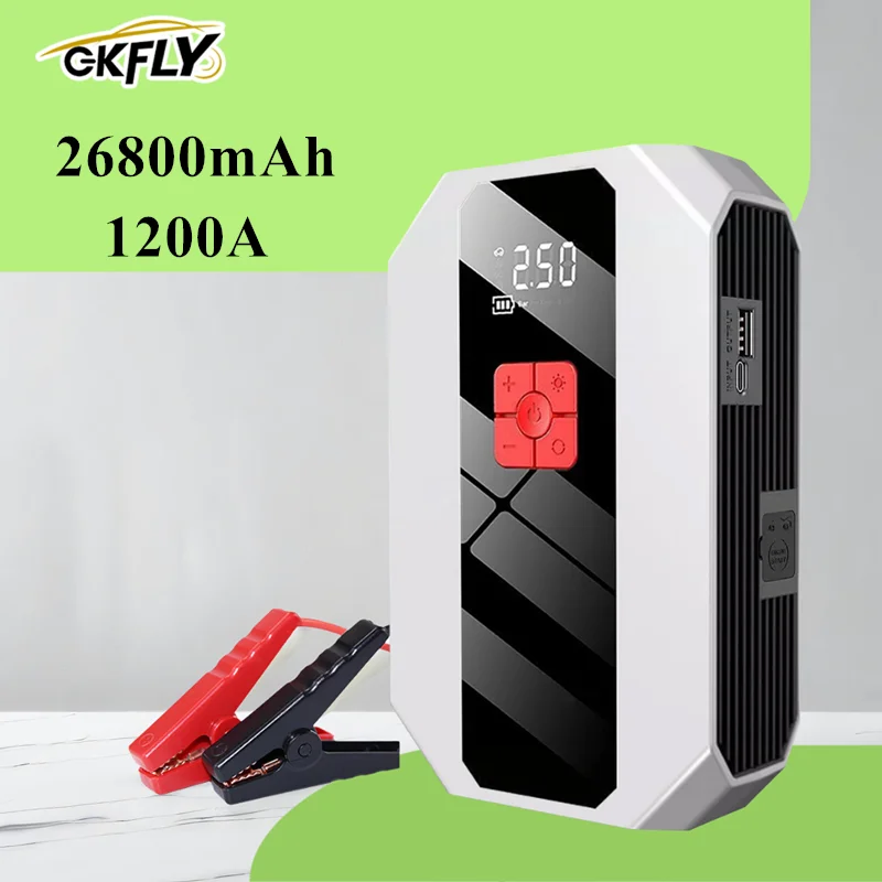 GKFLY 26800mAh Car Jump Starter Portable Power Bank Air Compressor 150 PSi Tire Inflator Auto Portable Battery Starter for Cars