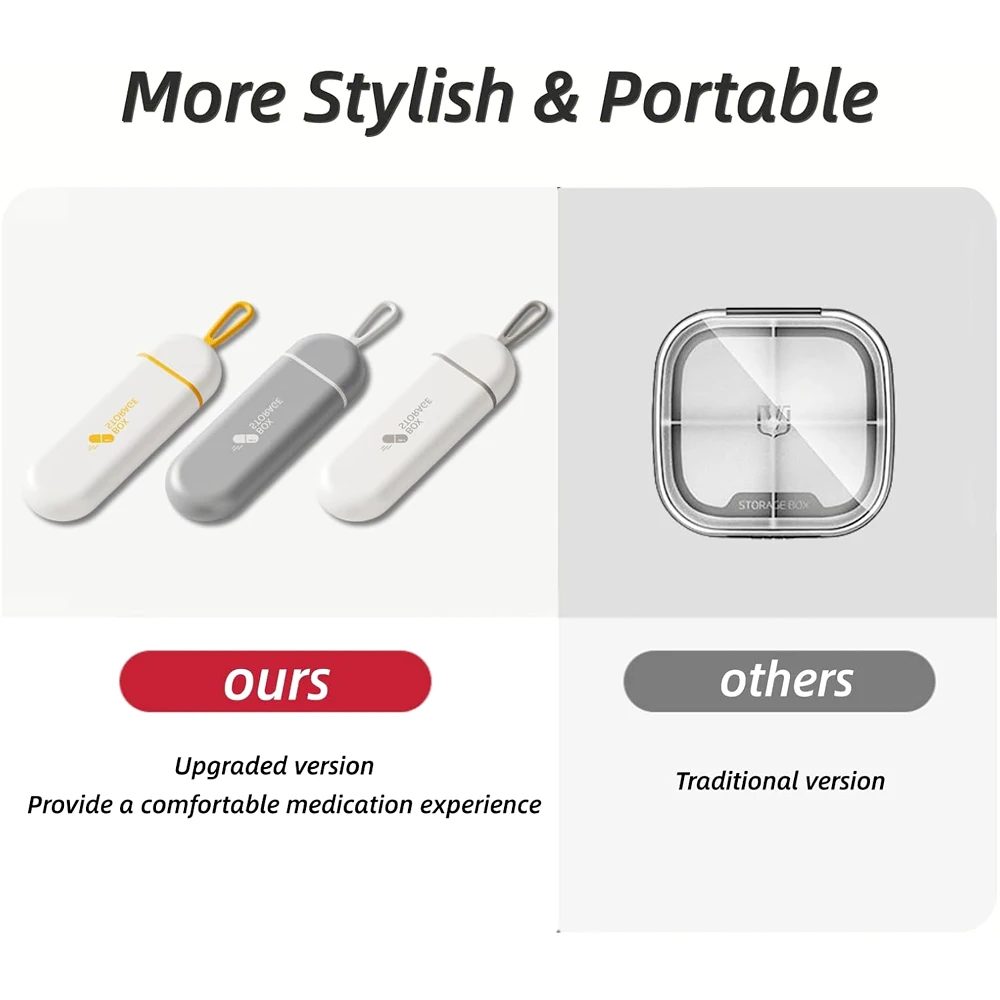 1pcs  Travel Pill Organizer, 3-Slot Small Pill Case with Slide-Open, Portable Pocket Pill Case with Moisture-Proof Strip Mini