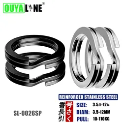 New High Quality Fishing Split Rings 3.5-12MM Hard Bait Snap Silver/Black Stainless Steel Double Loop Split Open Carp Fish Pesca