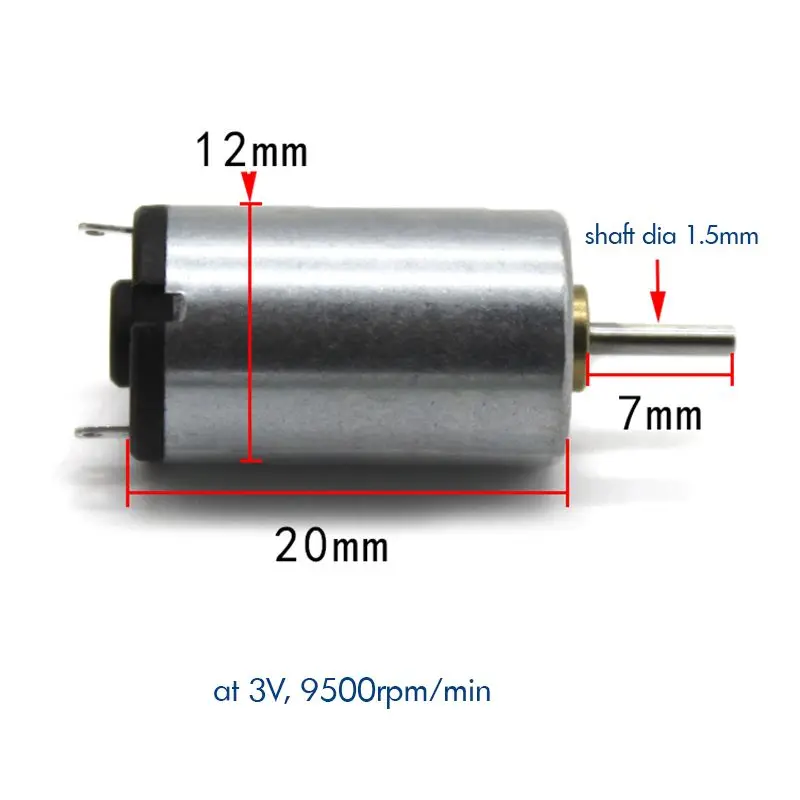 1220 High Speed Motor DC 3V 9500rpm Mute Micro Motor For DIY Small Fans, Small Wind Turbines Productions Shaft Diameter 1.5mm