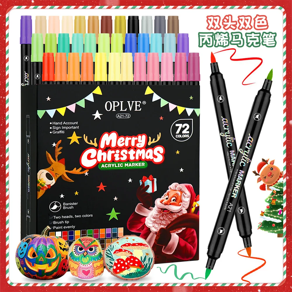 

24/48/72 цвета, двуглавый двухцветный набор акриловых маркеров, рождественская мягкая головка, граффити, художественная ручка для рисования, студенческий подарок