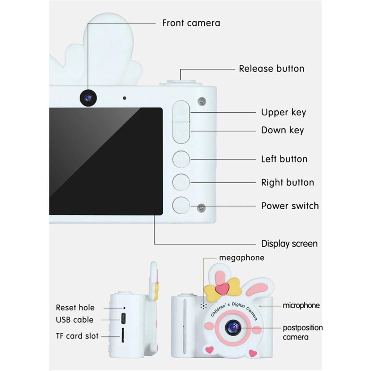 A16S HD Dual Lens 4000W Pixel Front Rear Dual Camera Without Memory Card Li-Ion Battery Children's Camera,Pink