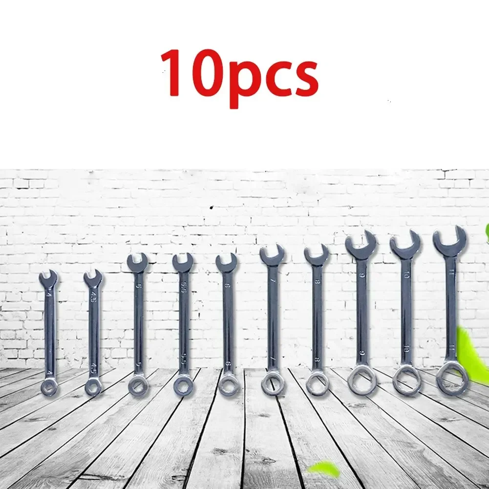 For Explosion-Proof, Key Ring-Attached Pocket Hand Tools 10-Piece Mini Metric Spanner Set – 4-11mm Wrench Opening, Blue