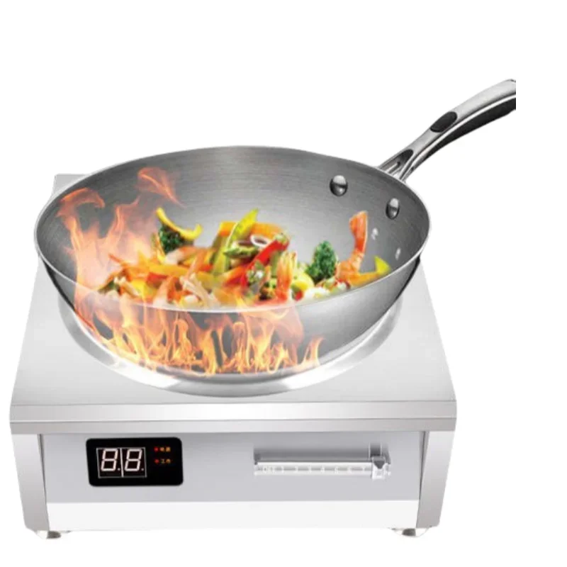 8000W Induction Cooker Commercial Electric Stove Flat/Concave Induction Cooker With Single Wok Restaurant Kitchen Equipment