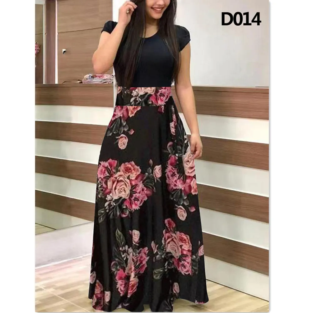 Vintage Clothes Roupas Feminina Vestido Summer Women's Floral Slim Fit Short Sleeved O-Neck Maxi Dress Is Fashion Long Dresses