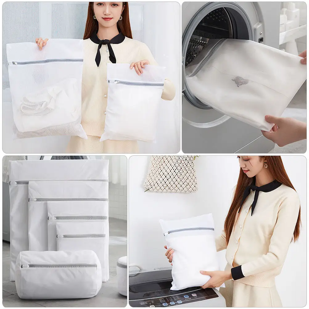 6Pcs Polyester Mesh Laundry Bags Thick Clothes Washing Bags for Travel Packing Underwear Bra Socks Storage Pouch