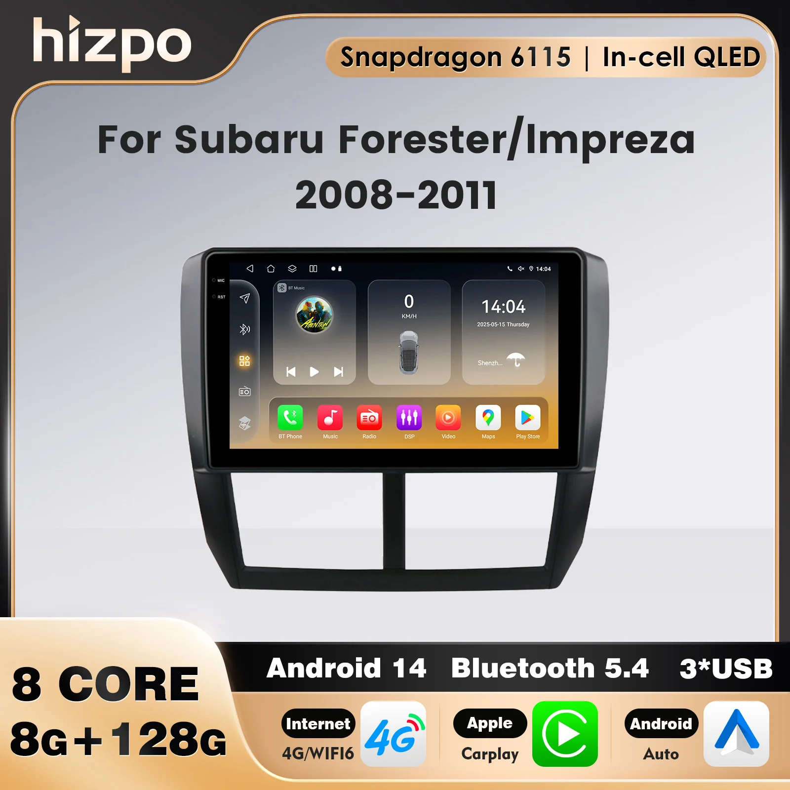 Radio de coche 2Din de 9 pulgadas para Subaru Forester Subaru lmpreza WRX STI 2008-2014, Android Auto Carplay, navegación GPS, WiFi, DSP, estéreo