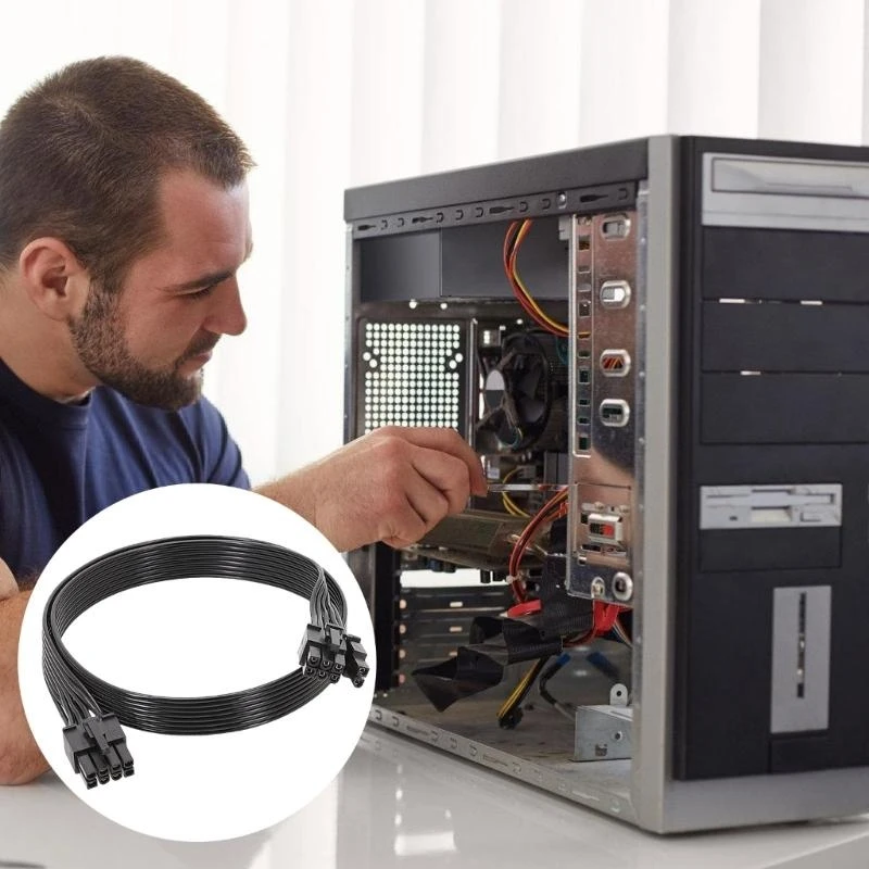 柔軟な50cm 8pinから6+2ピンPCIe GPU電源ケーブルモジュラーパワーユニット