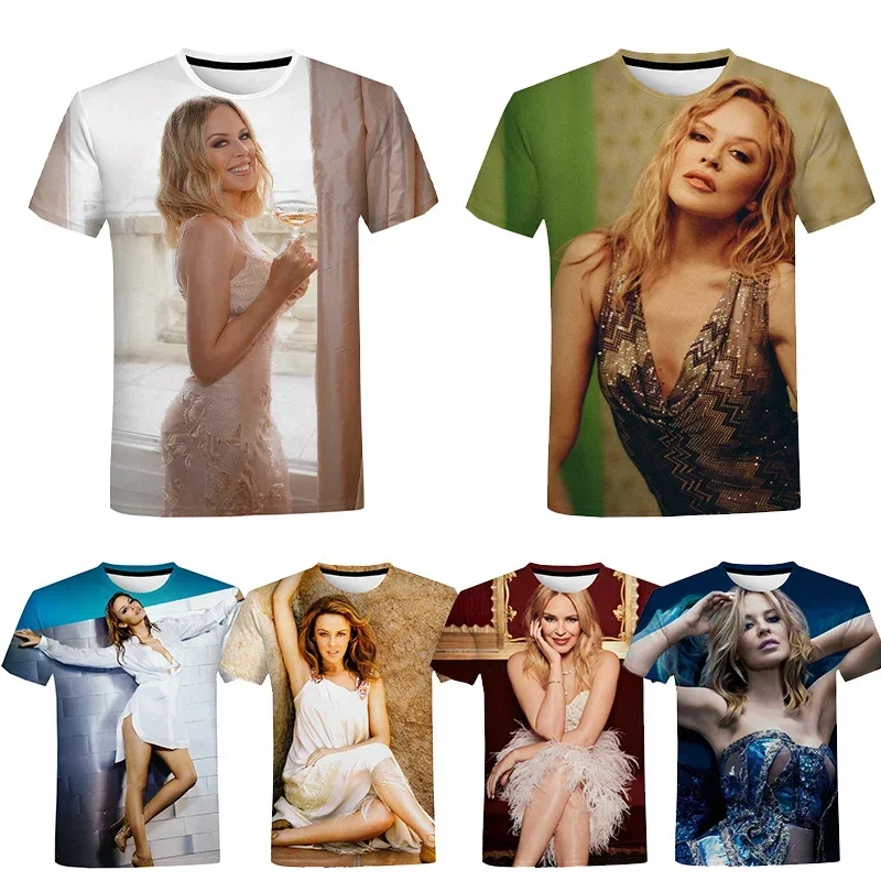 New Sexy Female Singer Kylie Minogue 3D Print T-shirt for Men Fashion Casual Round Neck Short-sleeved Harajuku Oversized T Shirt