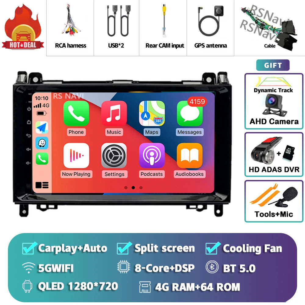 Android 15 Voor Benz Sprinter Volkswagen Crafter 2006-2016 2K QLED Android Autoradio Multimedia Video Player GPS stereo CarPlay