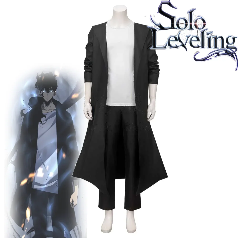 

Solo Leveling Season 2 Sung Jin Woo Cosplay Unisex Adult Uniform Coat T-shirt Shadow Black Trench Hunter Shun Mizushino Outfits