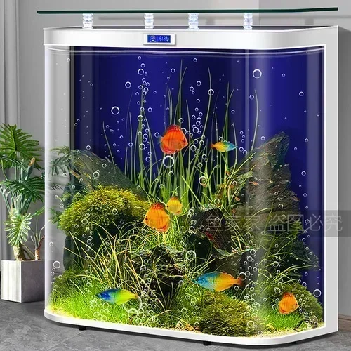 

Hot Bending Integrated Fish Tank Living Room Wall-Mounted Large Fish Globe Smart Change-Free Aquarium