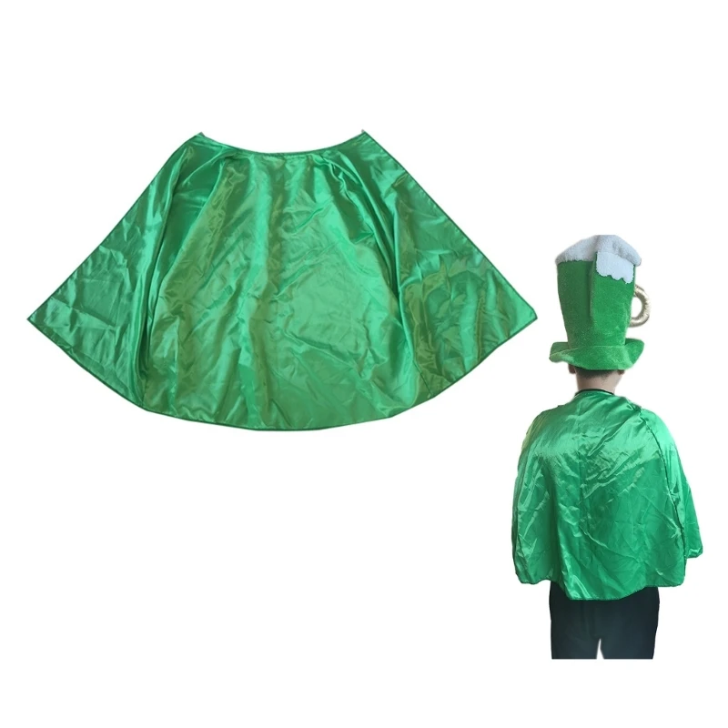 Y1UB Patrick's Day mantels wraps groene cape Patrick's Day kostuumaccessoire