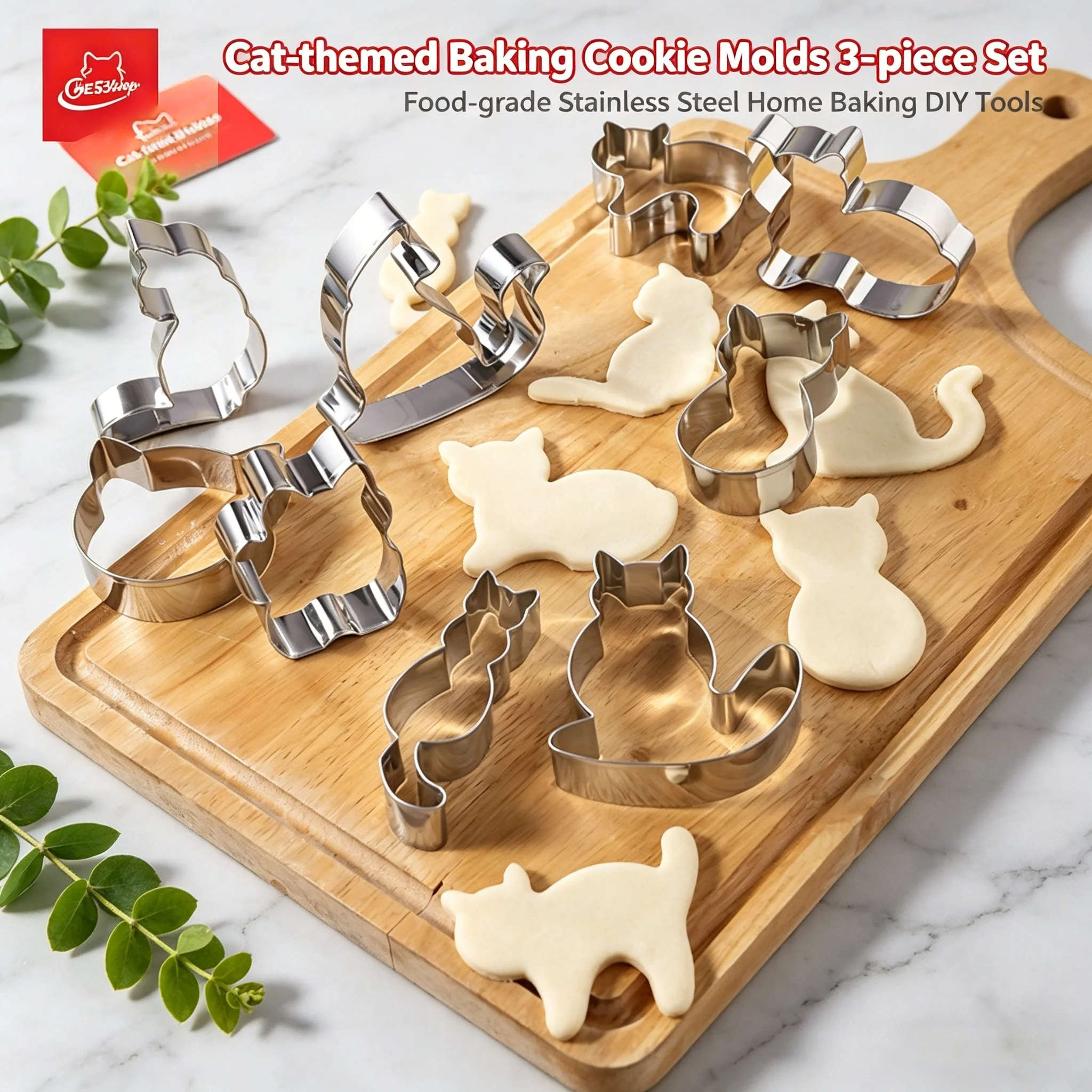 9 sztuk foremek do ciastek w kształcie kota ze stali nierdzewnej Cute Walking and Sitting Cat Series DIY Cookie Cutting Mold Cartoon Baking Mold