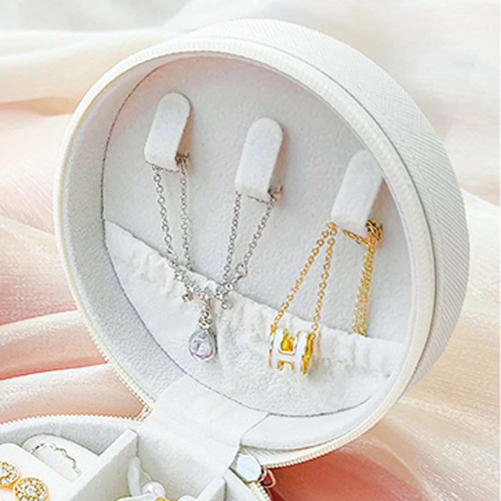 Boîte de rangement de bijoux multifonctionnelle, 1 pièce, étui pour boucles d'oreilles anti-poussière en PU, sac de rangement circulaire, cadeaux de noël, motif de clochettes