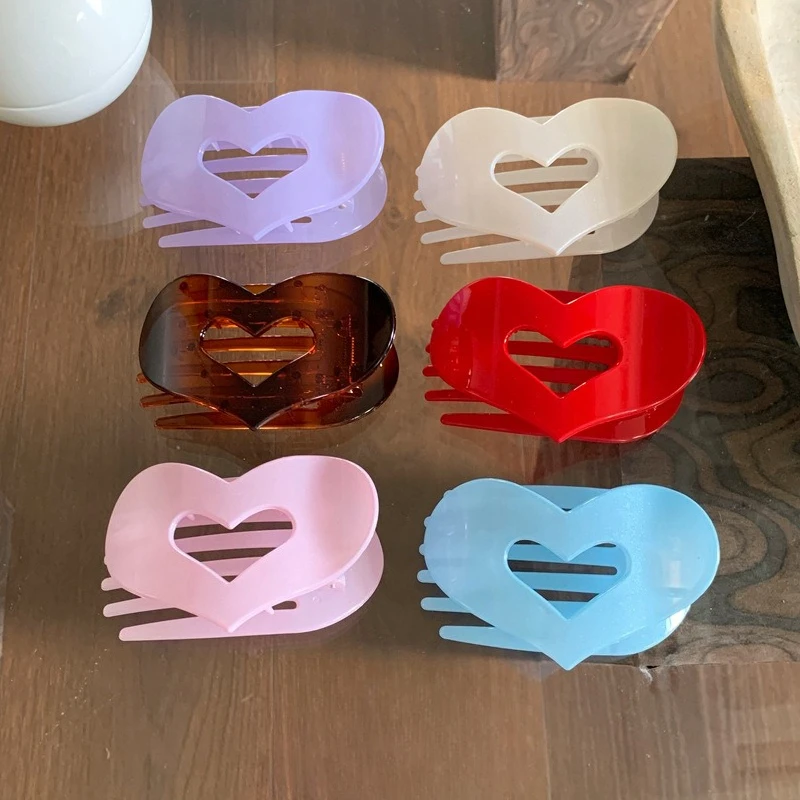 

Полая заколка для хвоста Love Shell, акриловая однотонная заколка для волос на затылке, корейская мода, простая заколка для волос для женщин