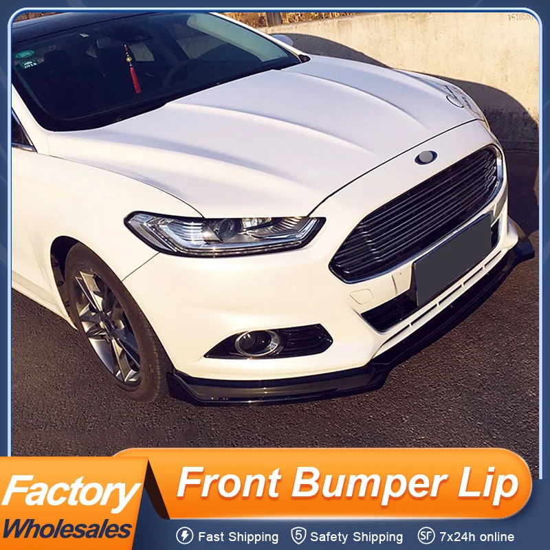 

For Ford Mondeo Fusion 2013 14 15 16 Front Bumper Lip Chin Splitter Body Spoiler 3Pcs/Set PP Plastic Black Carbon Accessories