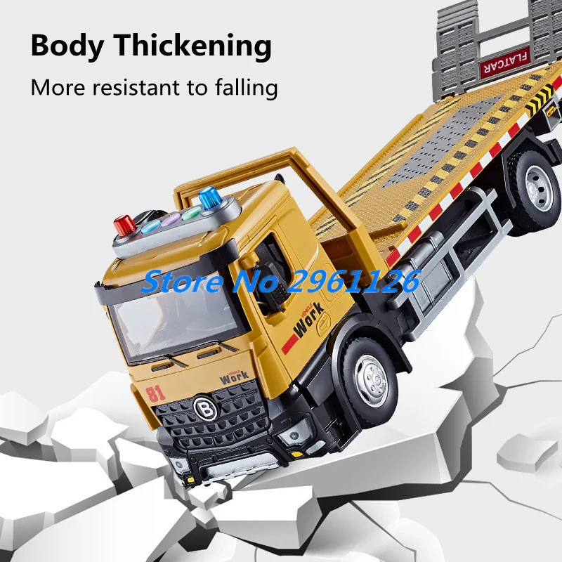 Large Electric Trailer Alloy Engineer Truck Road Rescue Lighting Sound Effect Simulated Road Rescue Truck Car RC Truck Dump Car