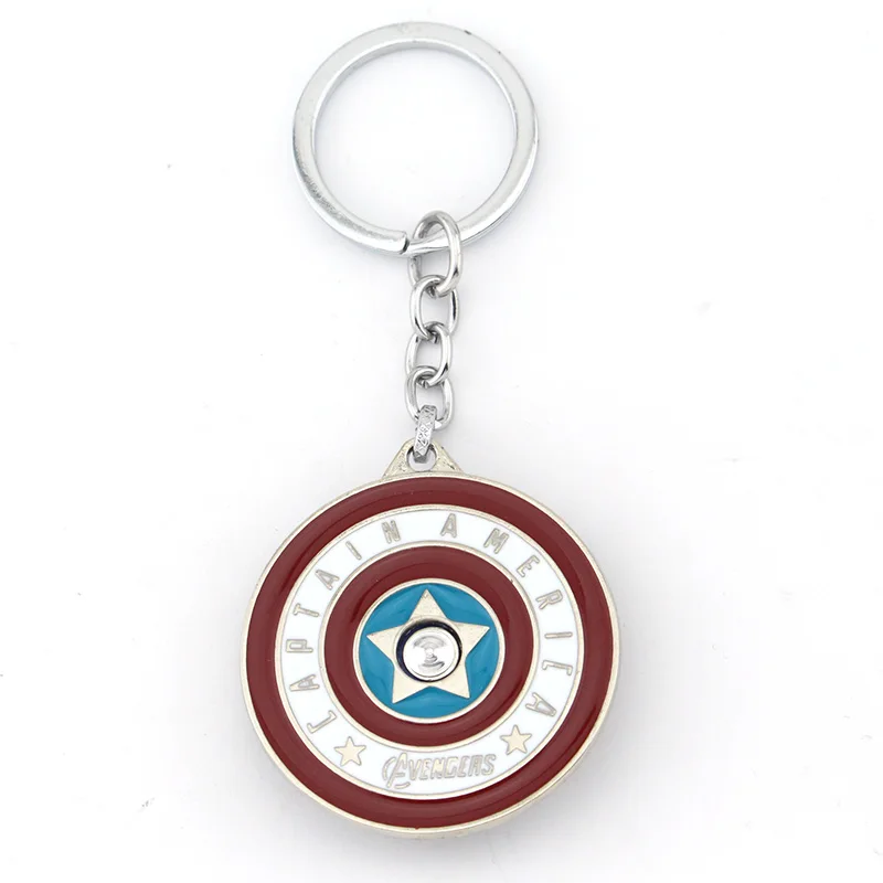 Marvel Captain America bouclier porte-clés amusant rotation soulager l'anxiété jouet porte-clés Avengers voiture sac porte-clés