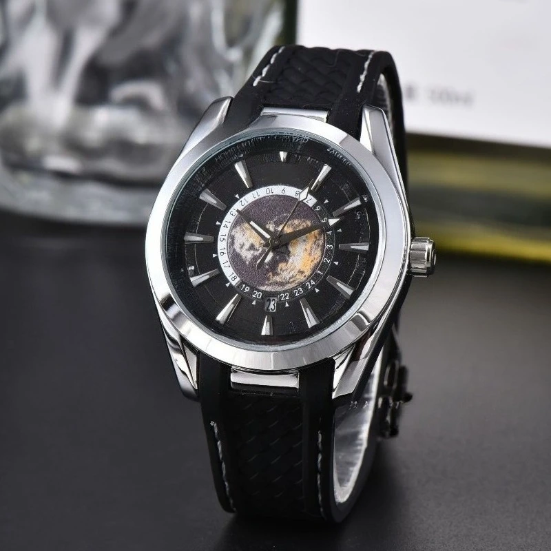 

Мужские роскошные механические кварцевые часы с ремешком из нержавеющей стали, сапфировым стеклом, водонепроницаемые, 100 м, светящийся календарь, хронограф