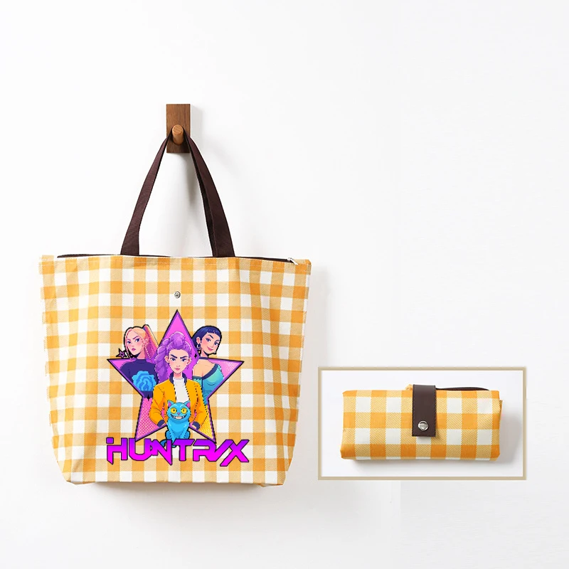 K-pop デーモンハンターズファッションハンドバッグ女性用アニメポータブルトートバッグ大容量ショッピングポーチシンプルなショルダーバッグギフト