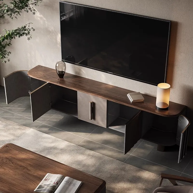 

Light luxury TV cabinet, solid wood modern villa, luxury living room, TV cabinet, original bedroom, black walnut floor cabinet