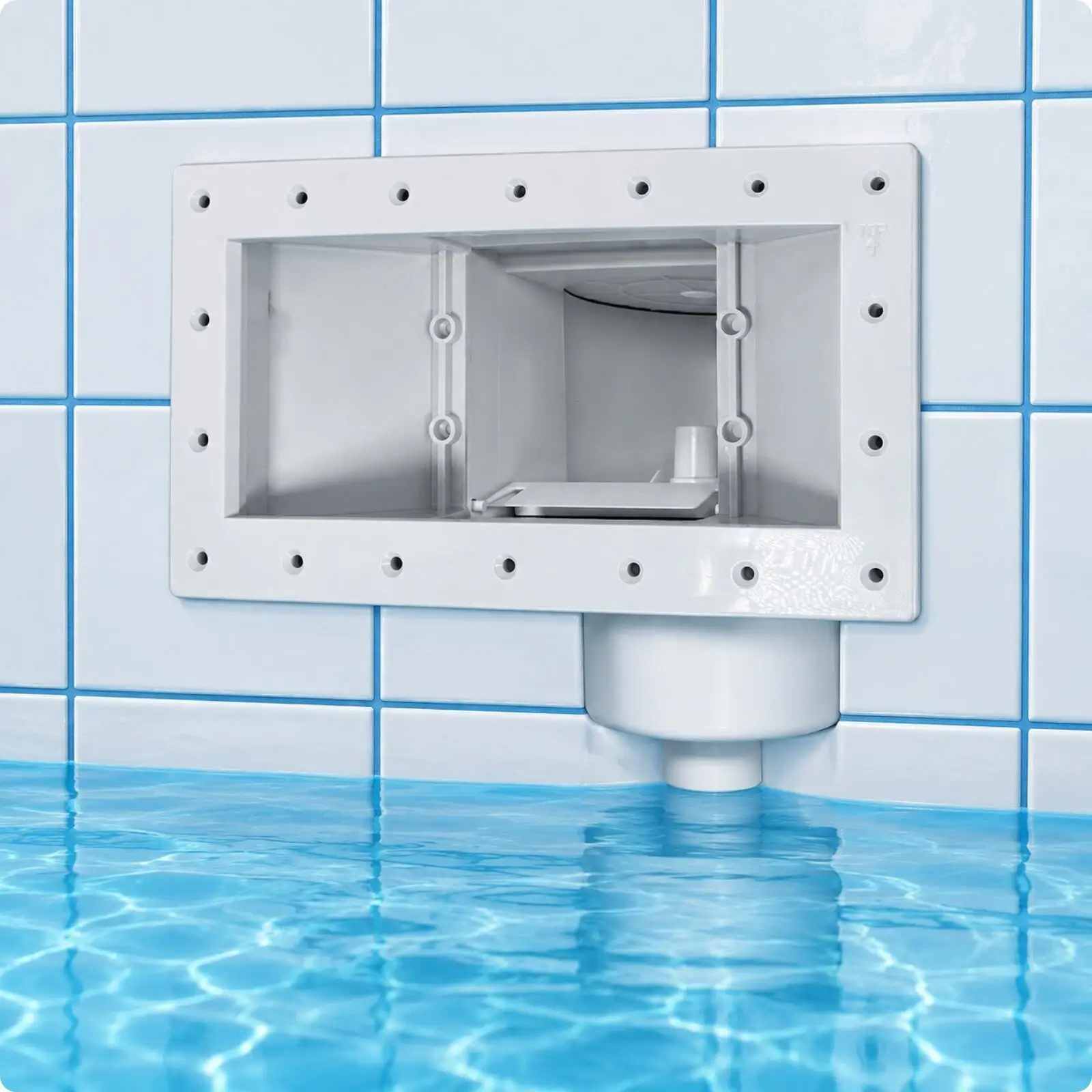 Swimming Pool Skimmer Basket Replacement Part with Angled Water Guiding Flap for Efficient Pool Circulation
