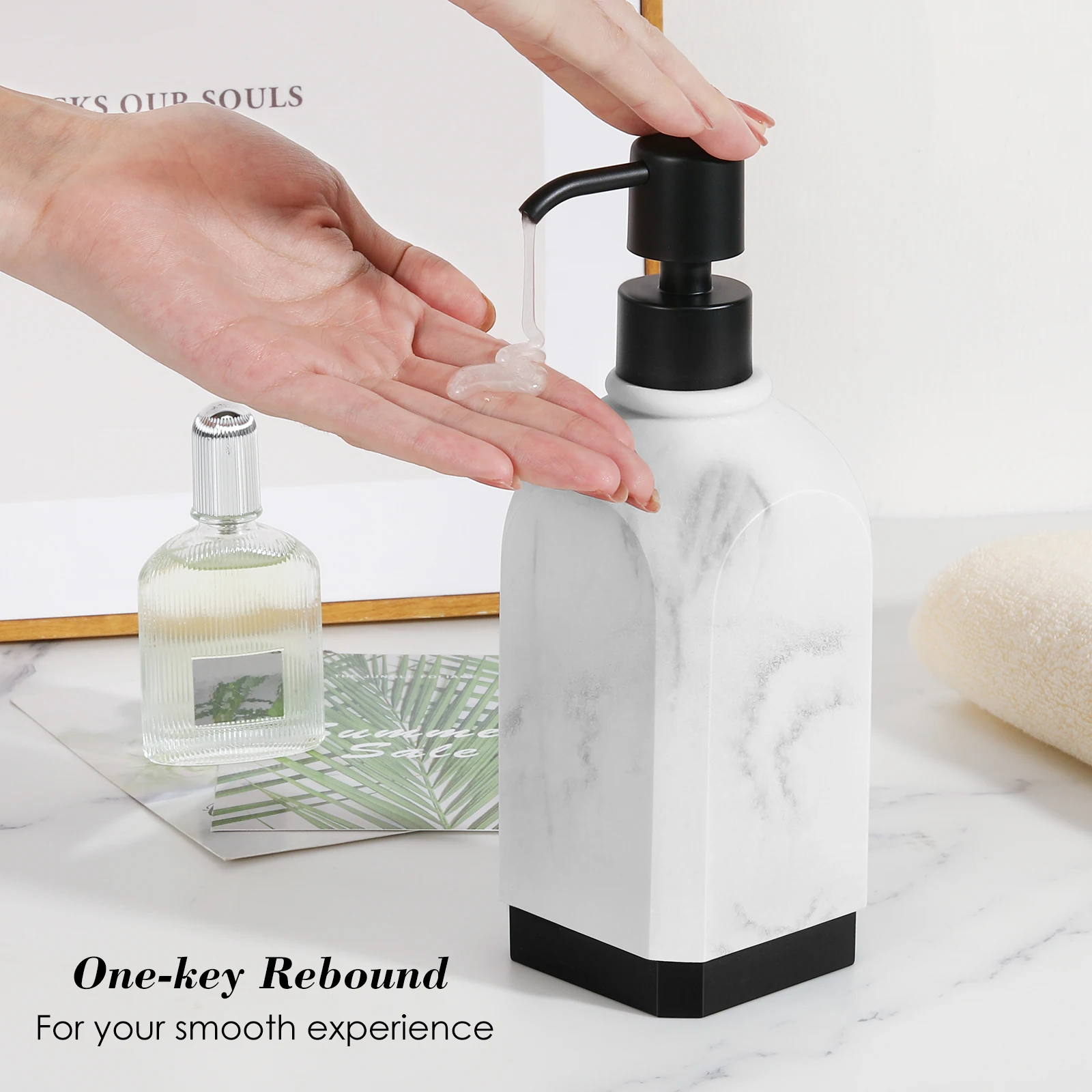 Hand Soap Dispenser,430ml Hand Lotion Bottle,Lotion Dispenser Container Refillable Liquid Hand Soap Jar,Resin Shower Dispenser