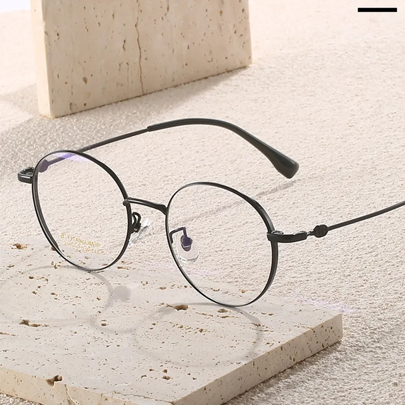 2023 New Ultra-Light β Titanium Wide-Rim Retro Round Eyewear Frame Myopia Prescription Eyeglasses Frame Men And Women