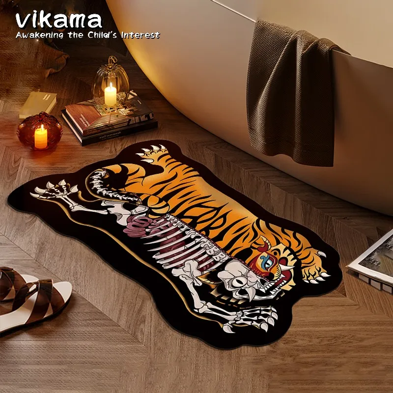 VIKAMA American Tiger Badezimmer-Bodenmatte, WC-Fußmatte, Badezimmer, saugfähige Matte, WC, WC, WC, rutschfeste Matte, Heimdekoration