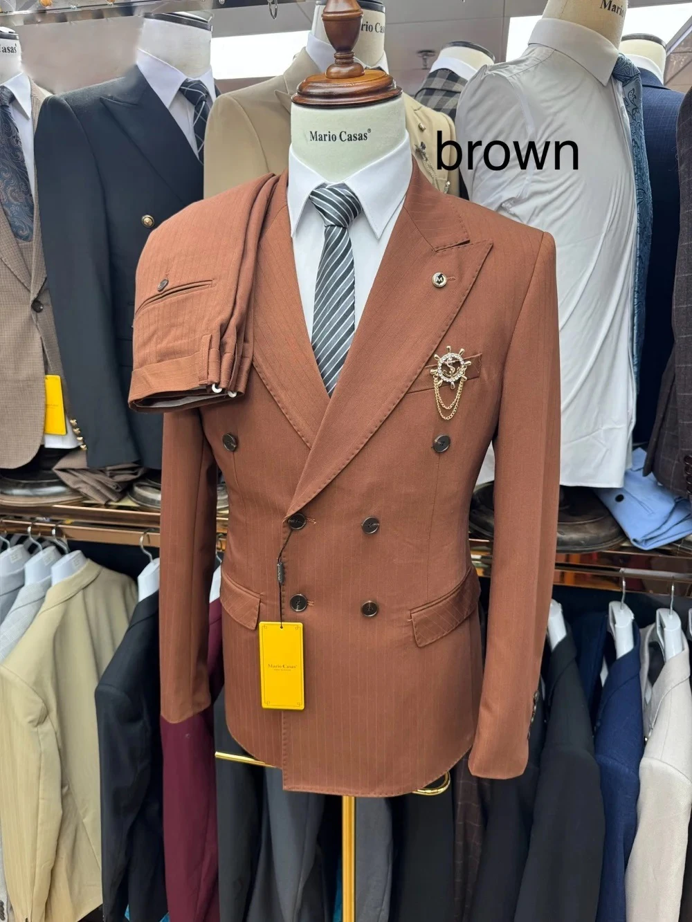 

Suit Set For Men Luxurious Crystal Blazer Vest Pants Double Breasted Notched Lapel Tuxedo Set Crystals Men's Suits Customized