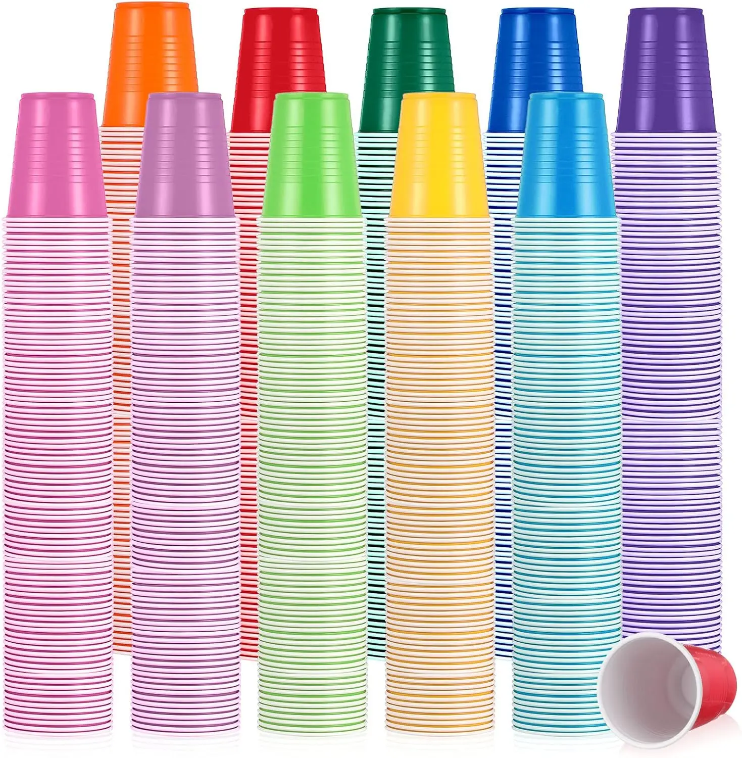 

1000 Disposable Plastic Cups 5oz 10 Colors for Parties Picnic BBQ Tasting