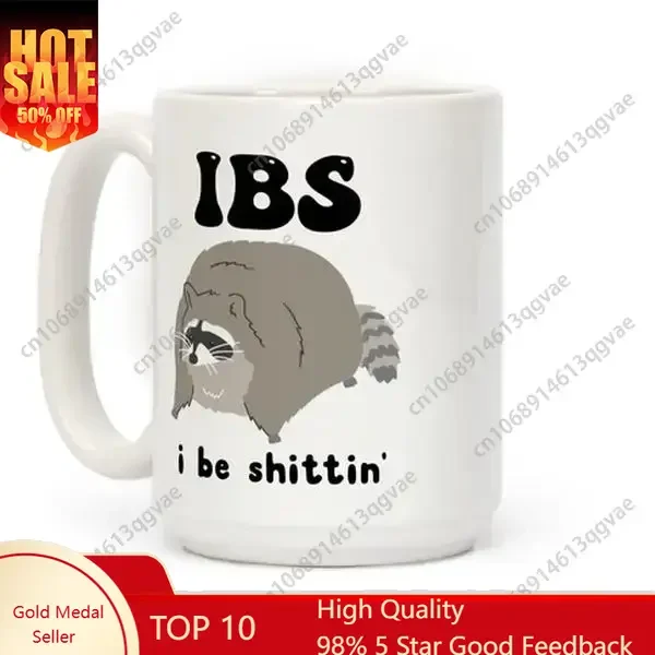 

IBS Raccoon Ceramic Coffee Mug – Reusable Washable Office Drinkware for Coffee Tea & Beverages