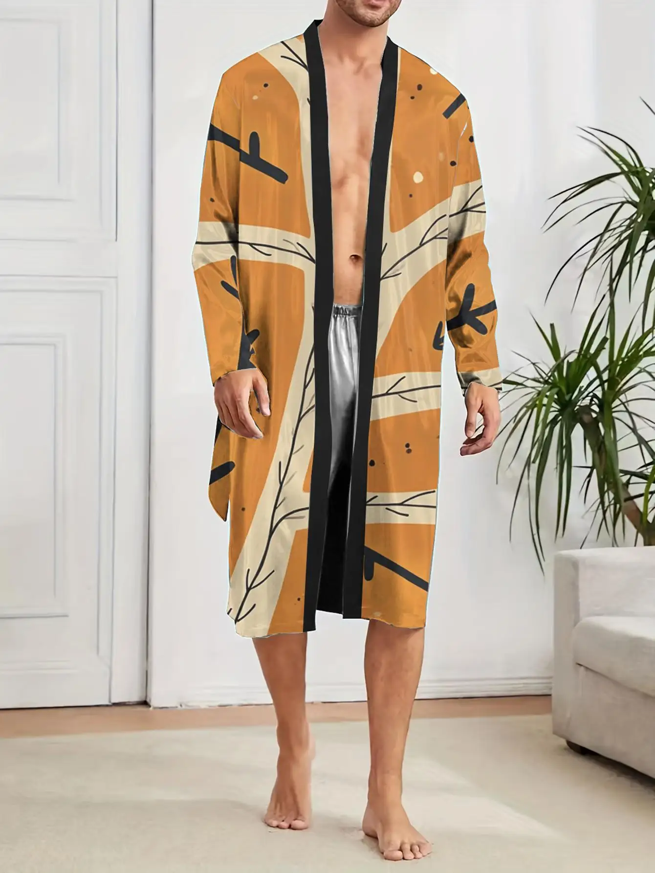 1pcs Men's Robes 2026 Spring/Summer Men's bathrobe 3D Printed bath robe Sleepwear Shower robe Graphic Polyester nightie for men