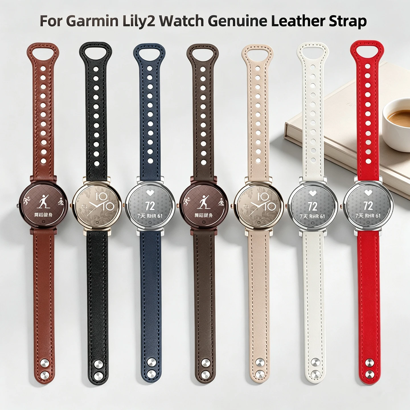 Ремешок для часов из натуральной кожи для Garmin Lily 2, женский модный спортивный ремешок для часов, 14 мм, сменный браслет, коричневый, белый, черный, красный